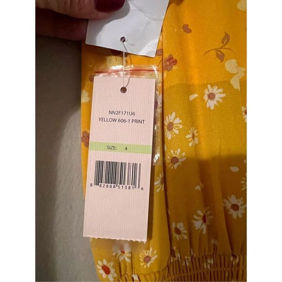 Nanette Lepore 4 High Neck Blouson Swing Dress Yellow Patchwork Paisley Floral - Picture 13 of 16